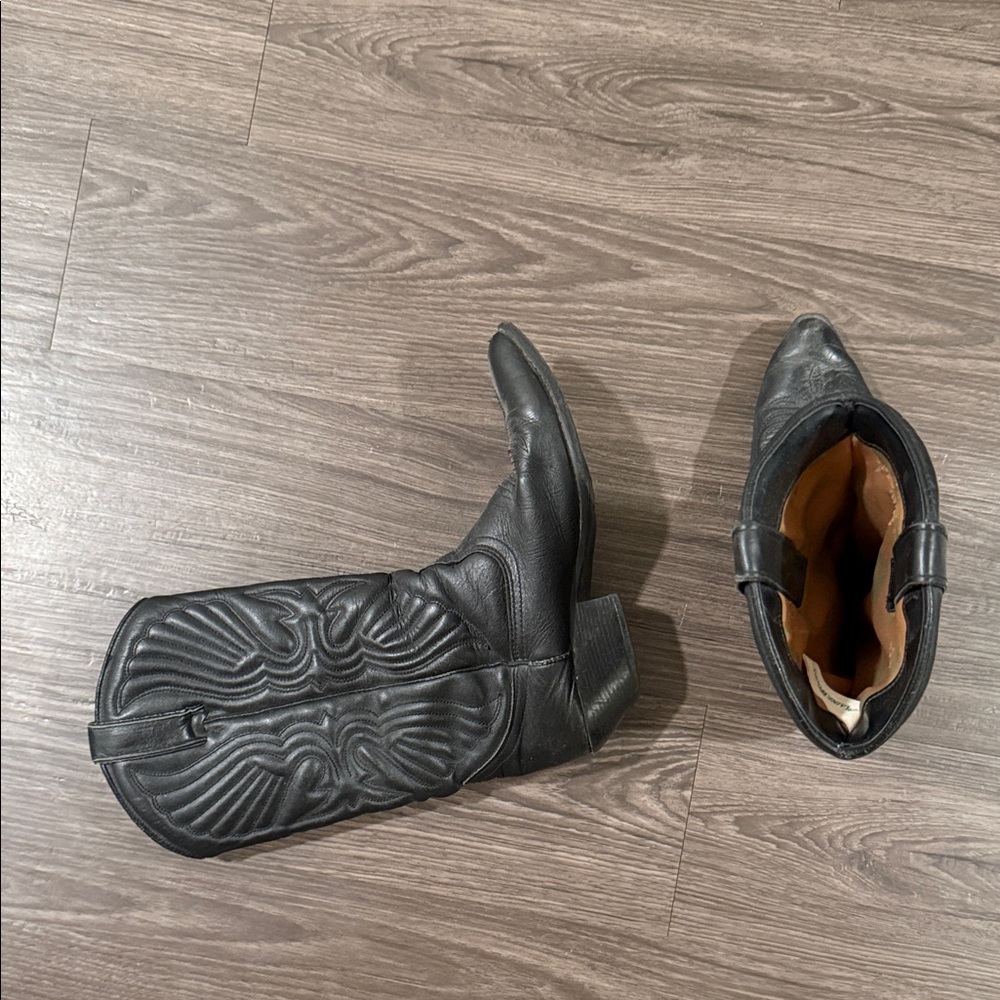 Black Leather Cowboy Boots